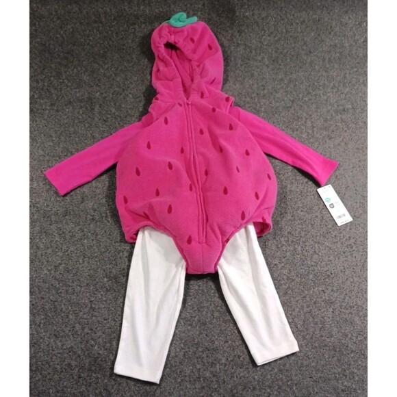 Carter’s Baby Girls 6-9 Mos 3 Pc Costume Outfit Top, Pants & Strawberry Vest NWT - Picture 2 of 7